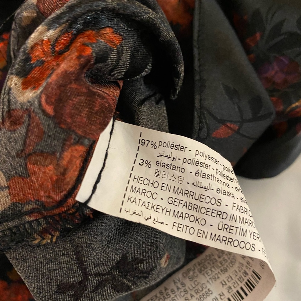 Zara Black Floral Satin Blouse - Picture 9 of 11